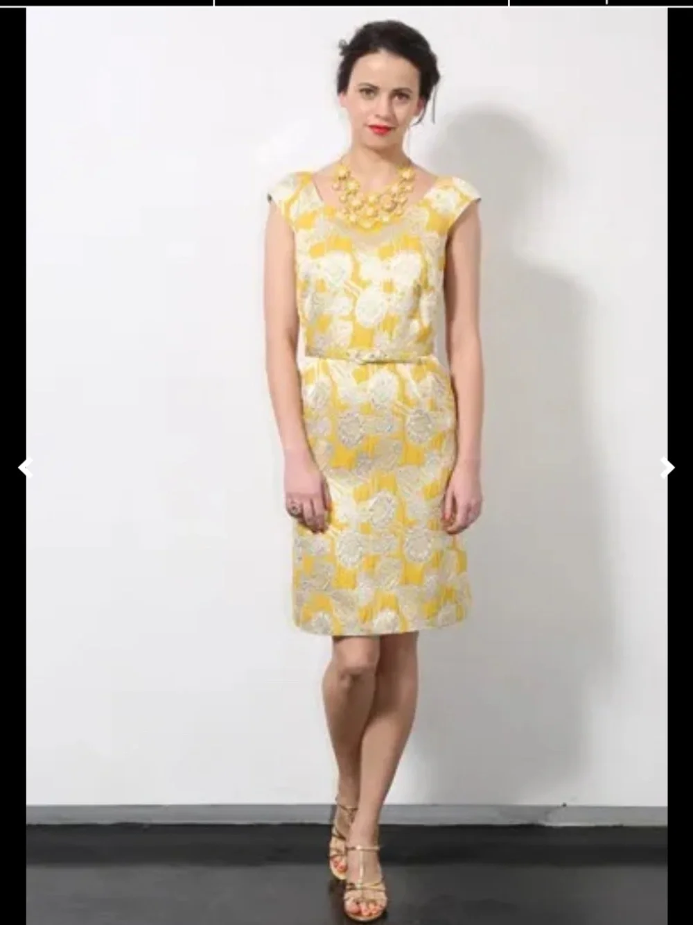Vintage Kate Spade NY Yellow Floral Jacquard Brocade Josie Dress NWT Size 4